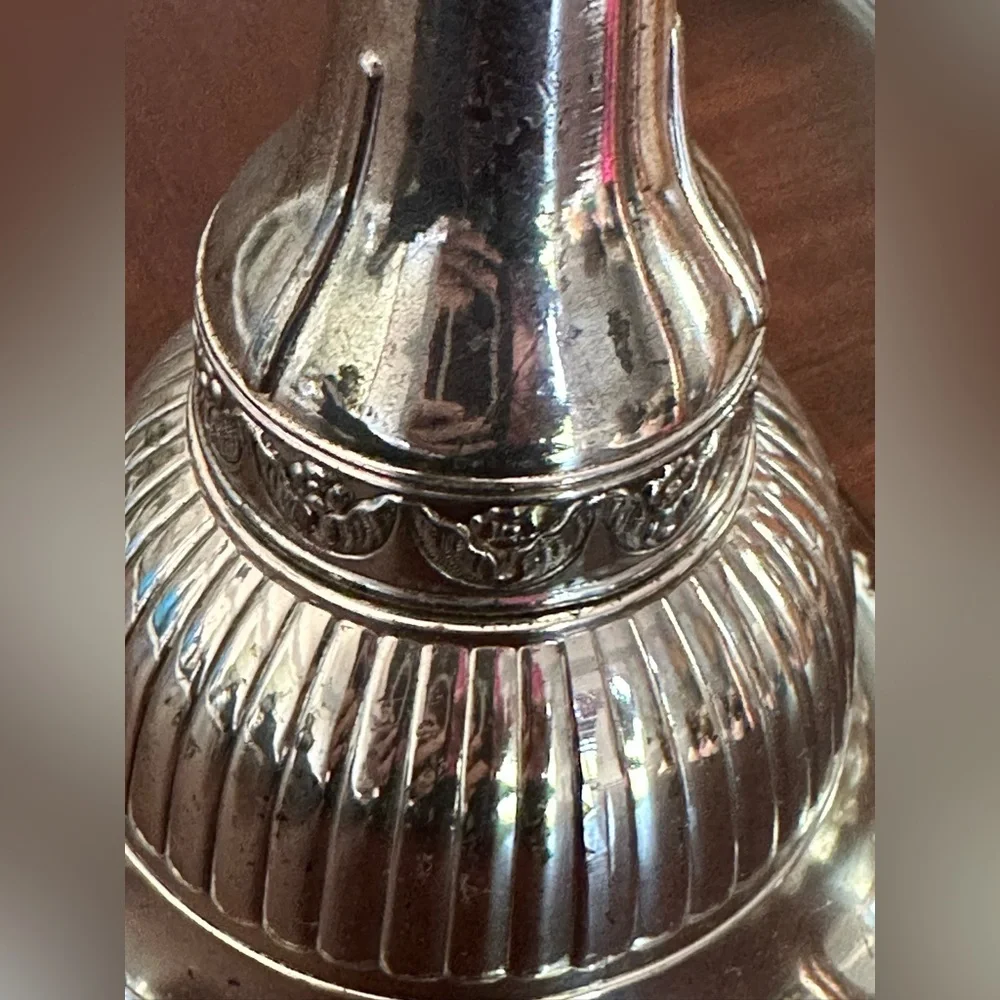 Vintage Silverplate Wine Funnel with Strainer Tudor Rose Pattern 2-Piece Bar